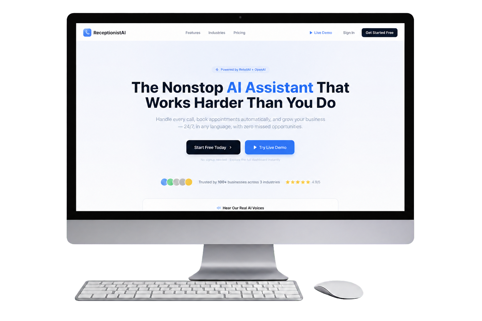 Responsive desktop presentation of the myFelipe.ai website.